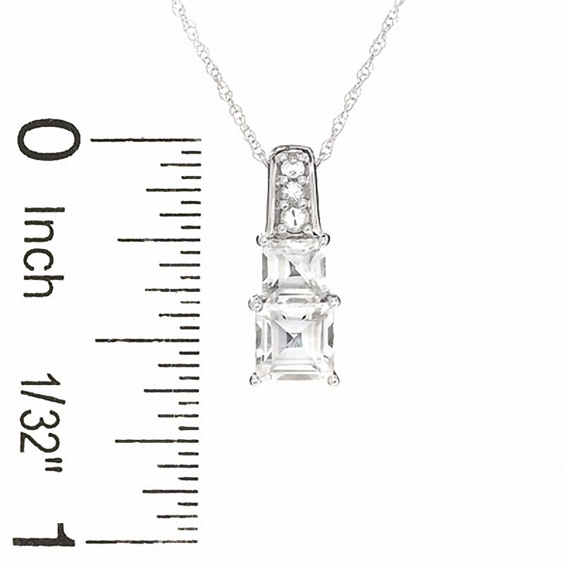 Main Image 2 of Princess-Cut Lab-Created White Sapphire Pendant in 10K White Gold