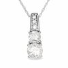 Thumbnail Image 1 of Lab-Created White Sapphire Drop Pendant in 10K White Gold