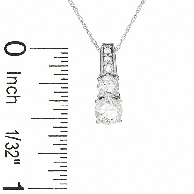 Main Image 2 of Lab-Created White Sapphire Drop Pendant in 10K White Gold
