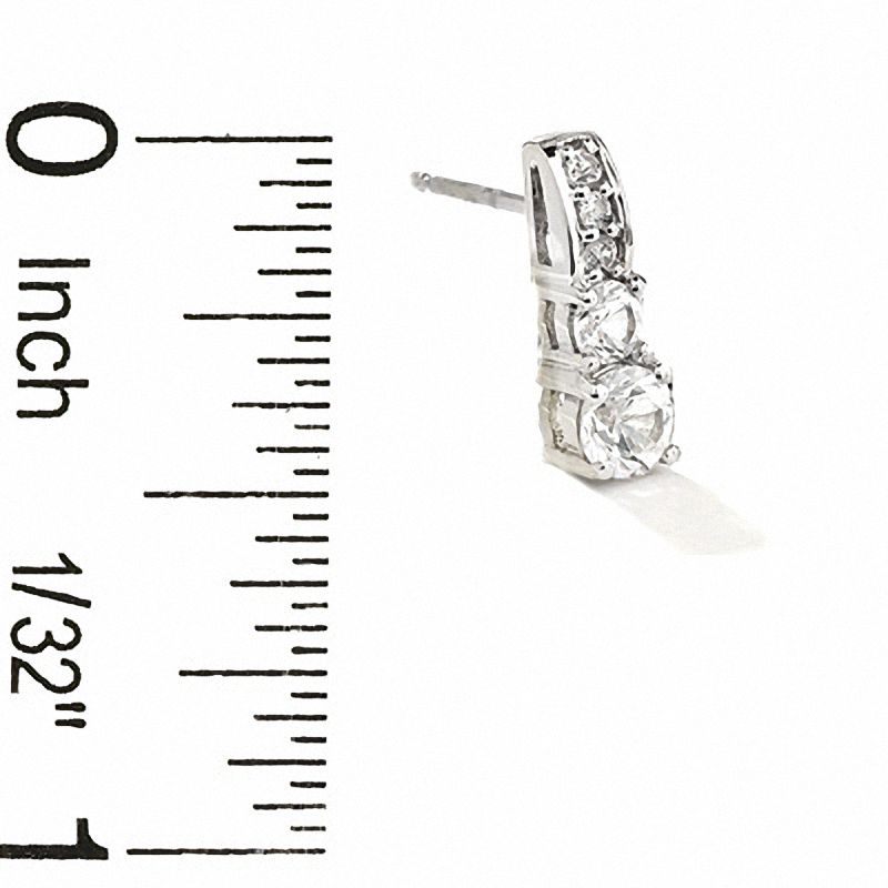 Main Image 2 of Lab-Created White Sapphire Drop Earrings in 10K White Gold