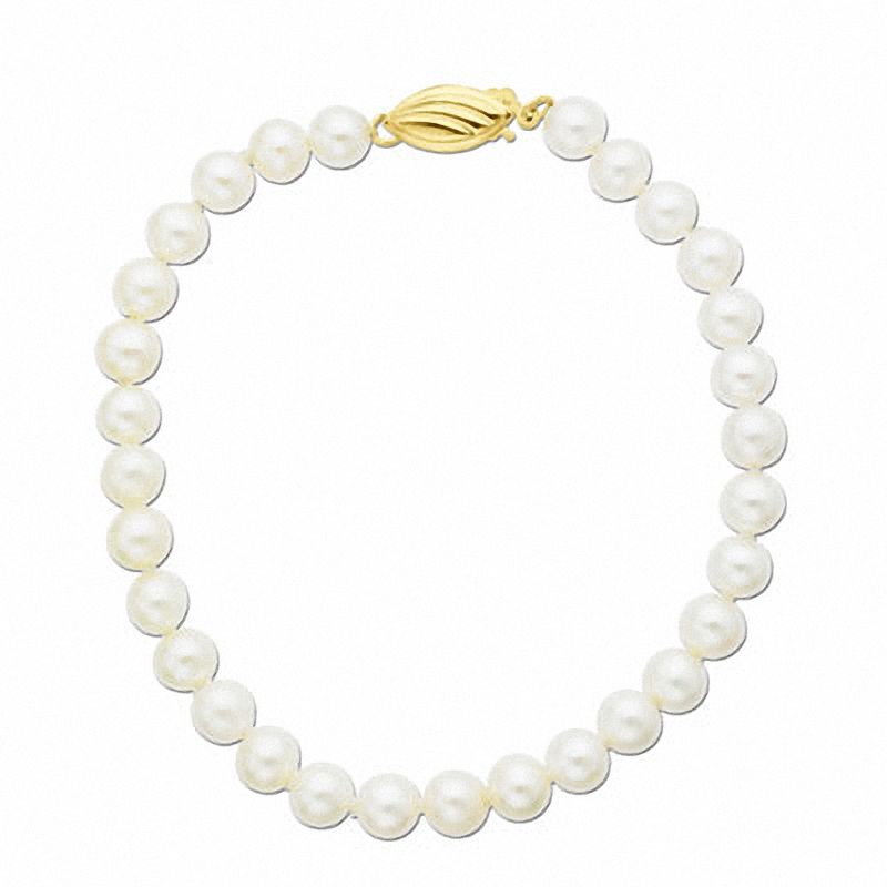 Lucia Certified 7.0mm Freshwater Cultured Pearl Bracelet with 14K Gold Clasp