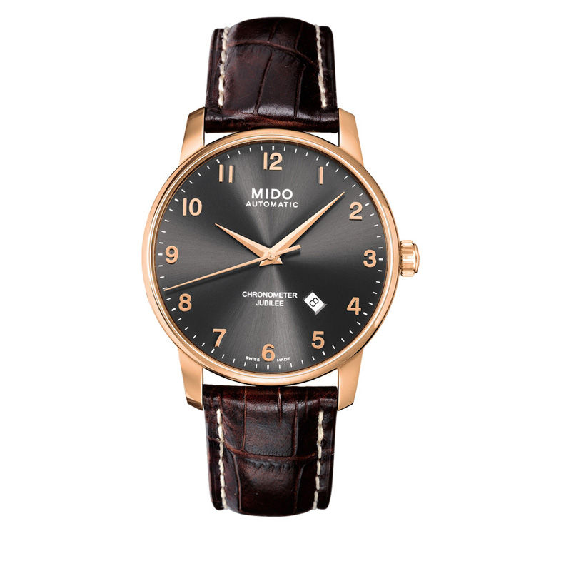 Men's MIDO® Baroncelli II Strap Automatic Watch with Black Dial (Model: M8690.3.13.8)