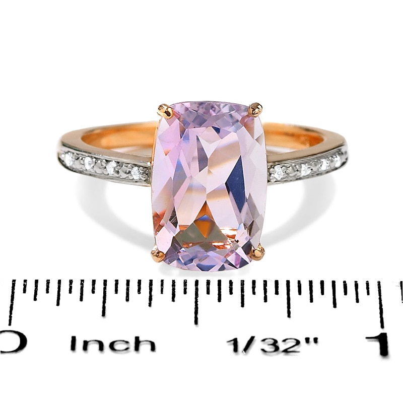 Cushion-Cut Amethyst and Diamond Accent Ring in 10K Rose Gold