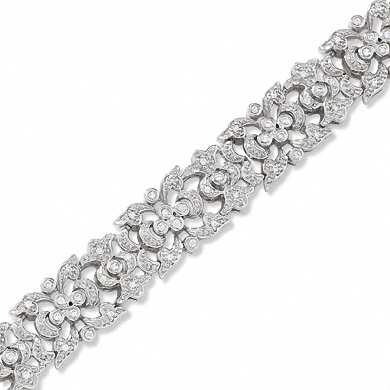 1/2 CT. T.W. Diamond Vintage-Style Scroll Bracelet in Sterling Silver