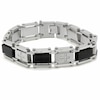 Thumbnail Image 2 of Men's 1/4 CT. T.W. Diamond Two-Tone Stainless Steel Cross Bracelet - 8.5"