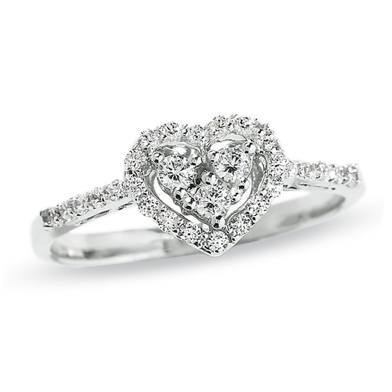 1/3 CT. T.w. Heart-Shaped Diamond Frame Ring in 10K White Gold