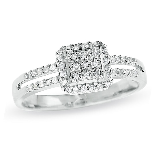 1/4 CT. T.w. Diamond Split Shank Ring in 10K White Gold