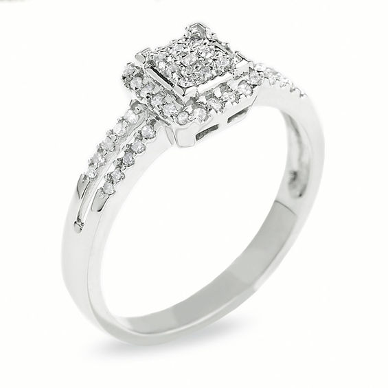 1/4 CT. T.w. Diamond Split Shank Ring in 10K White Gold