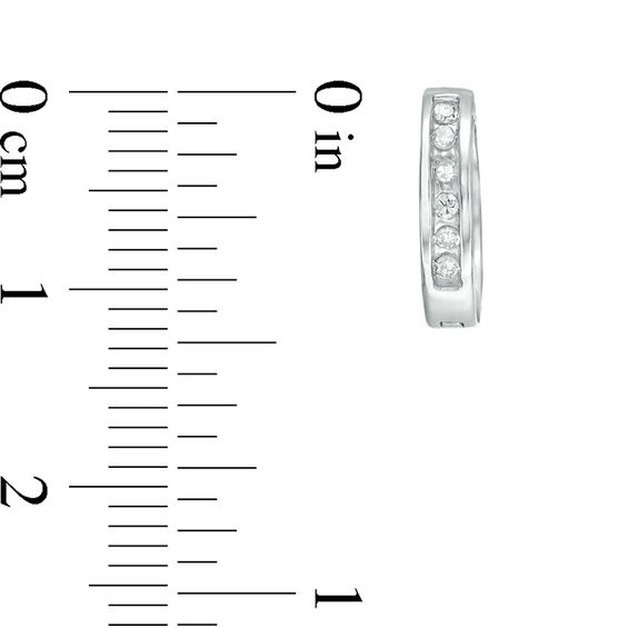 1/10 CT. T.w. Diamond Huggie Hoop Earrings in 10K White Gold