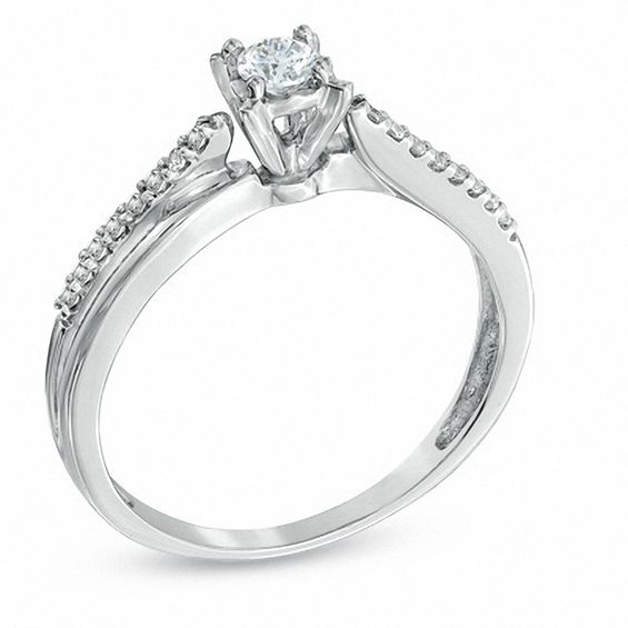 1/4 CT. T.w. Diamond Crisscross Promise Ring in 10K White Gold