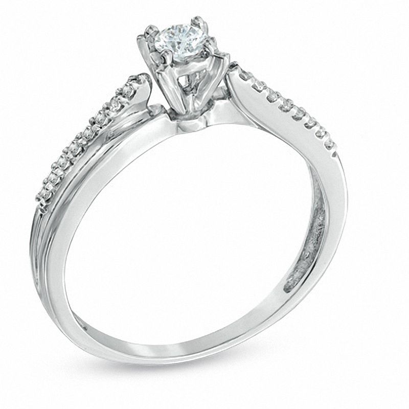Main Image 2 of 1/4 CT. T.W. Diamond Crisscross Promise Ring in 10K White Gold