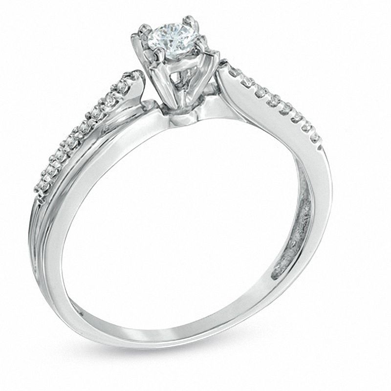 1/4 CT. T.W. Diamond Crisscross Promise Ring in 10K White Gold