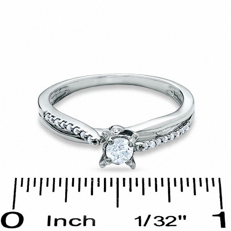 Main Image 3 of 1/4 CT. T.W. Diamond Crisscross Promise Ring in 10K White Gold