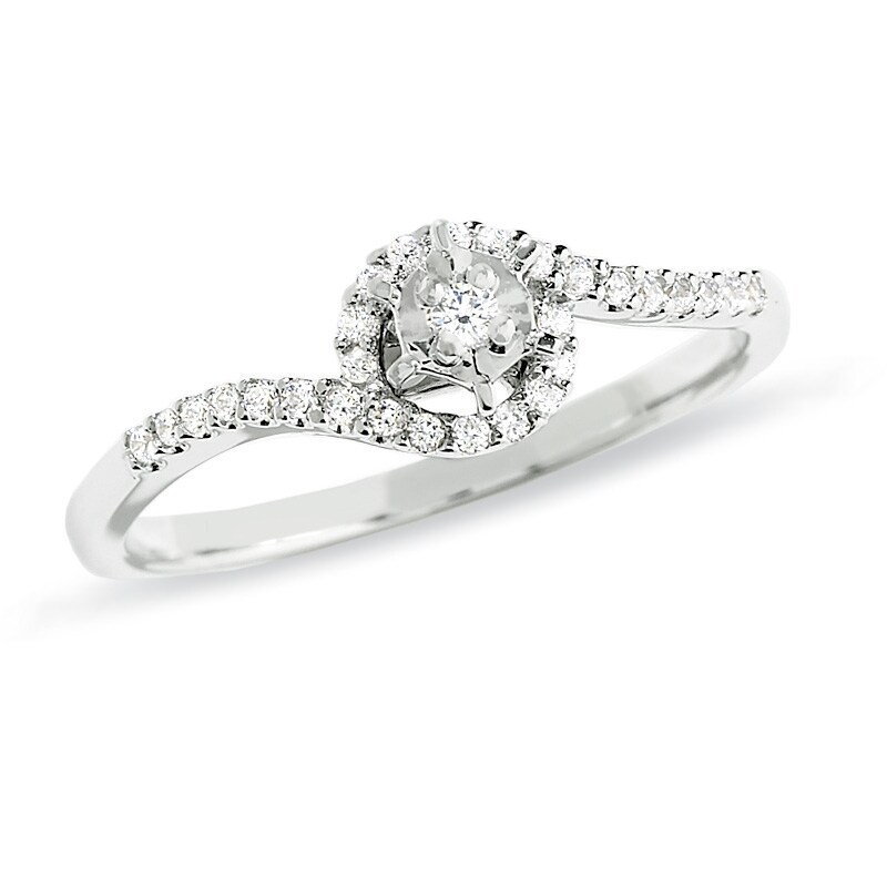 Main Image 1 of 1/10 CT. T.W. Diamond Bypass Promise Ring in 10K White Gold
