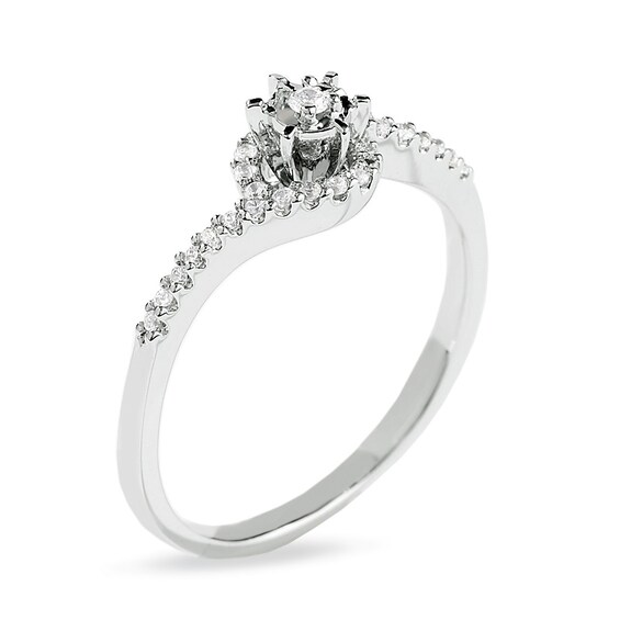 1/10 CT. T.w. Diamond Bypass Promise Ring in 10K White Gold