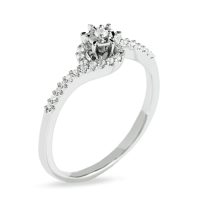 Main Image 2 of 1/10 CT. T.W. Diamond Bypass Promise Ring in 10K White Gold