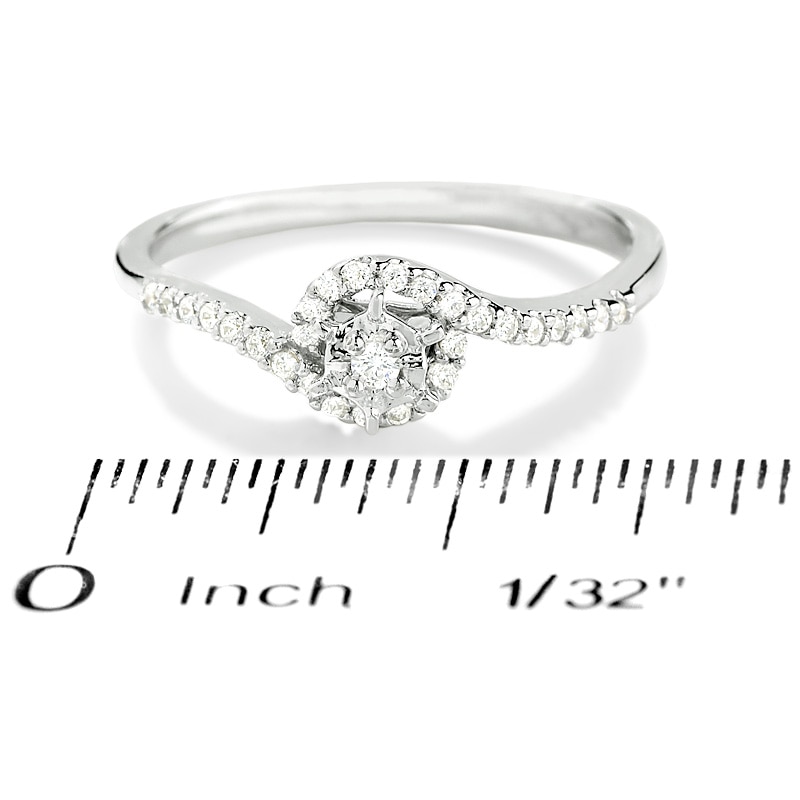 1/10 CT. T.W. Diamond Bypass Promise Ring in 10K White Gold