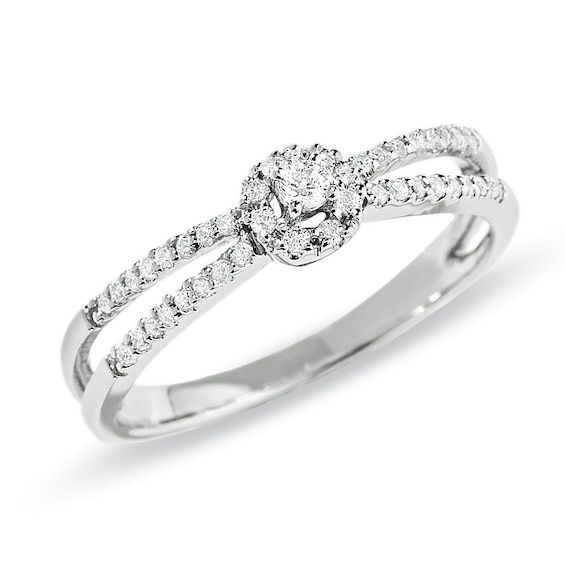 1/8 CT. T.w. Diamond Split Shank Promise Ring in 10K White Gold