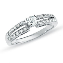 1/4 CT. T.W. Diamond Split Shank Promise Ring in 10K White Gold