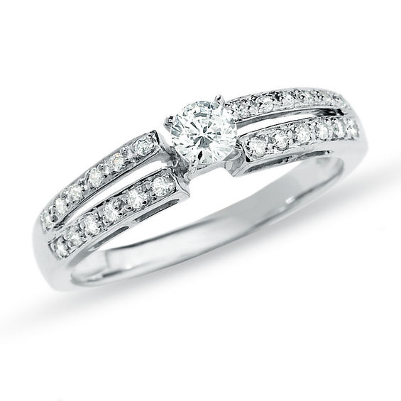 1/4 CT. T.w. Diamond Split Shank Promise Ring in 10K White Gold