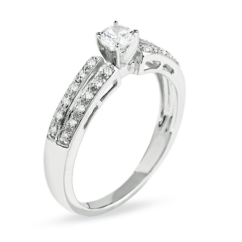 Main Image 2 of 1/4 CT. T.W. Diamond Split Shank Promise Ring in 10K White Gold