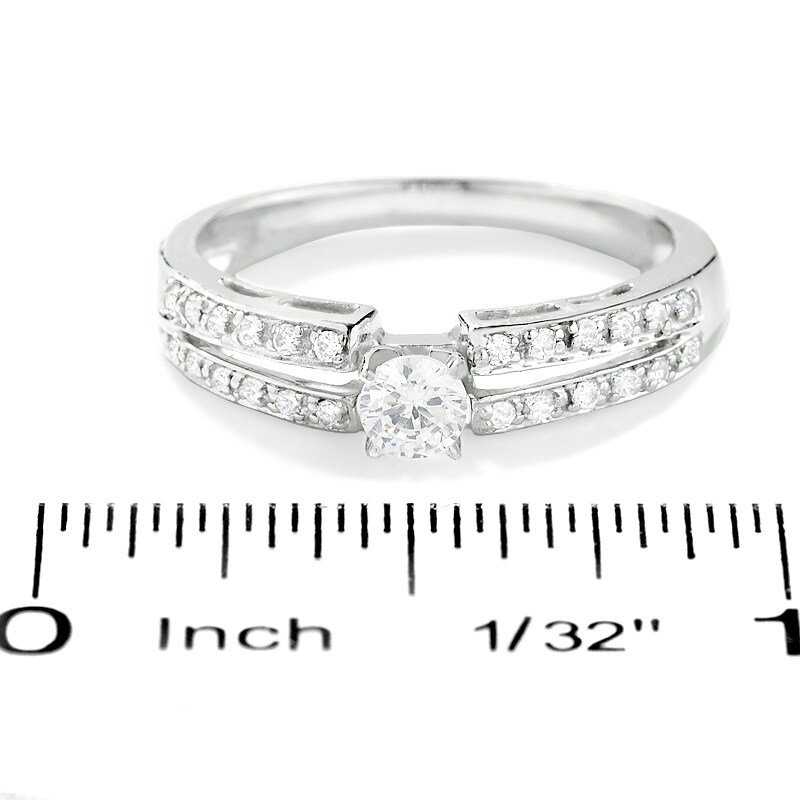 Main Image 3 of 1/4 CT. T.W. Diamond Split Shank Promise Ring in 10K White Gold