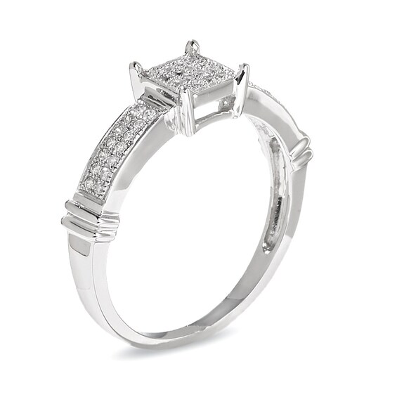 1/8 CT. T.w. Multi-Diamond Square Collar Ring in 10K White Gold