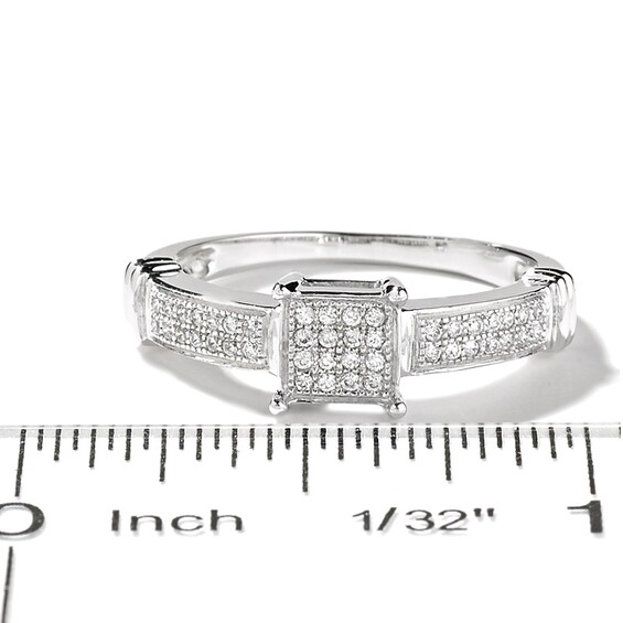 1/8 CT. T.w. Multi-Diamond Square Collar Ring in 10K White Gold