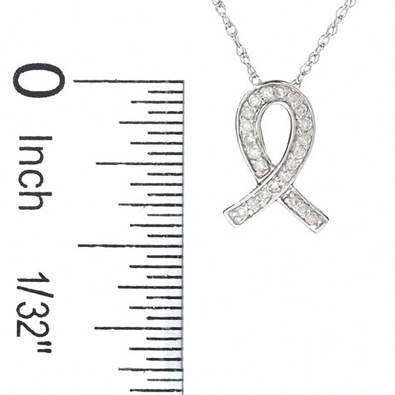 Diamond Accent Awareness Ribbon Pendant in 10K White Gold