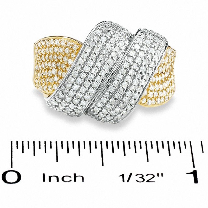 Main Image 3 of 3/4 CT. T.W. Diamond Pavé Foldover Band in 14K Gold