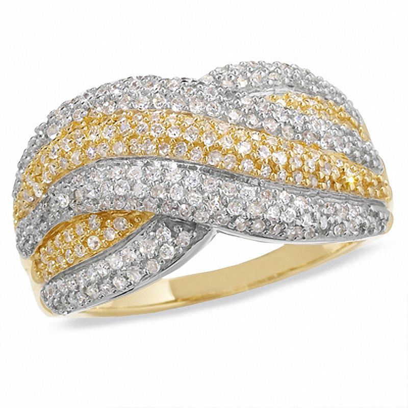 Main Image 1 of 3/4 CT. T.W. Diamond Pavé Woven Band in 14K Gold