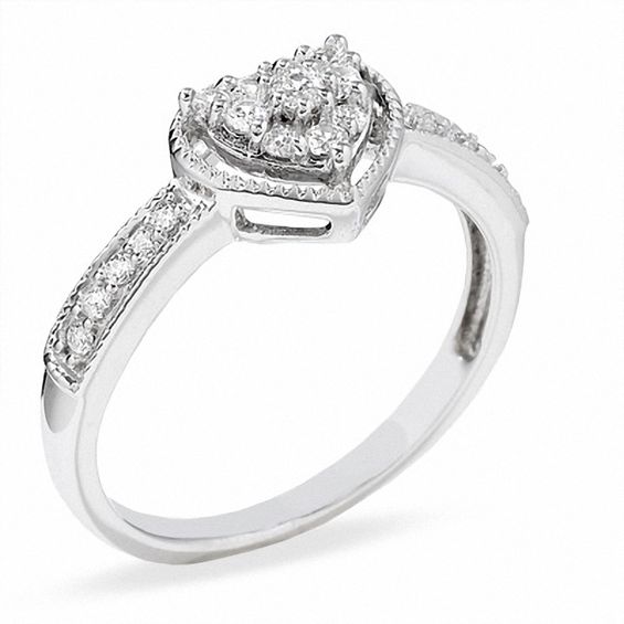 1/4 CT. T.w. Heart-Shaped Diamond Frame Ring in 10K White Gold