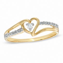 Diamond Accent Heart Split Shank Promise Ring in 10K Gold