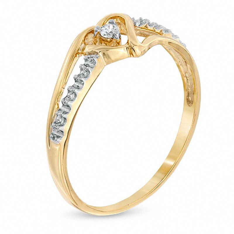 Diamond Accent Heart Split Shank Promise Ring in 10K Gold