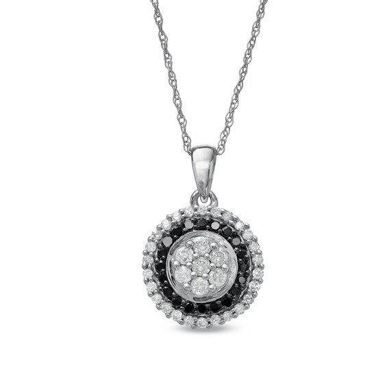 1/2 CT. T.w. Enhanced Black and White Diamond Flower Pendant in 10K White Gold