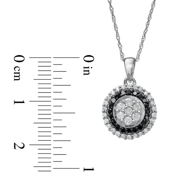1/2 CT. T.w. Enhanced Black and White Diamond Flower Pendant in 10K White Gold