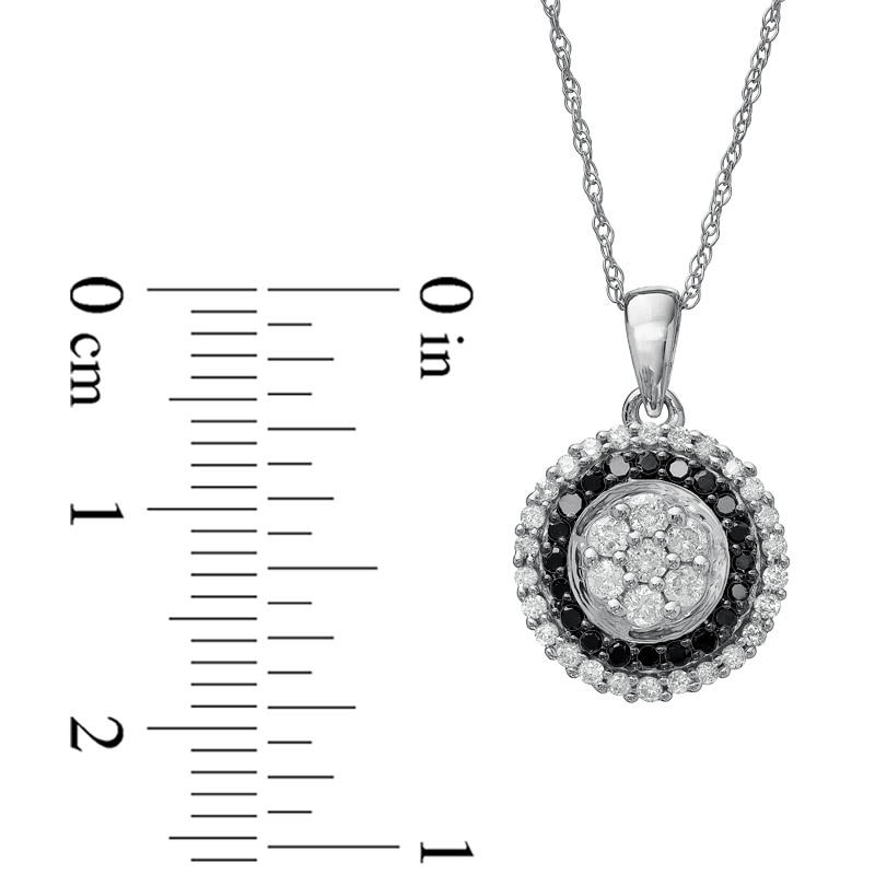 Main Image 2 of 1/2 CT. T.W. Enhanced Black and White Diamond Flower Pendant in 10K White Gold