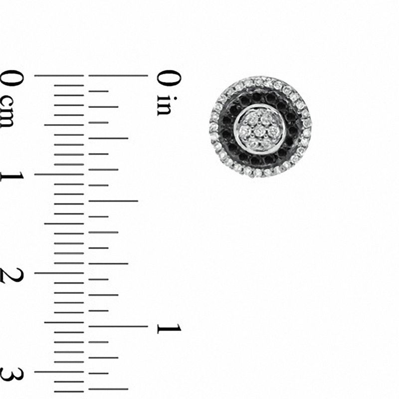 Main Image 2 of 1/2 CT. T.W. Enhanced Black and White Diamond Flower Earrings in 10K White Gold