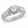 Thumbnail Image 1 of 1-1/2 CT. T.W. Round Diamond Collar Engagement Ring in 14K White Gold with Princess-Cut Side Stones