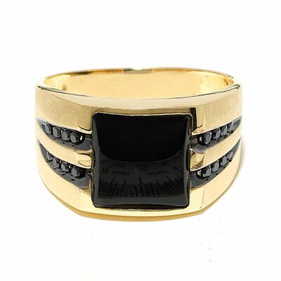 Men's Onyx Ring in 10K Gold Enhanced Black Diamonds | Zales