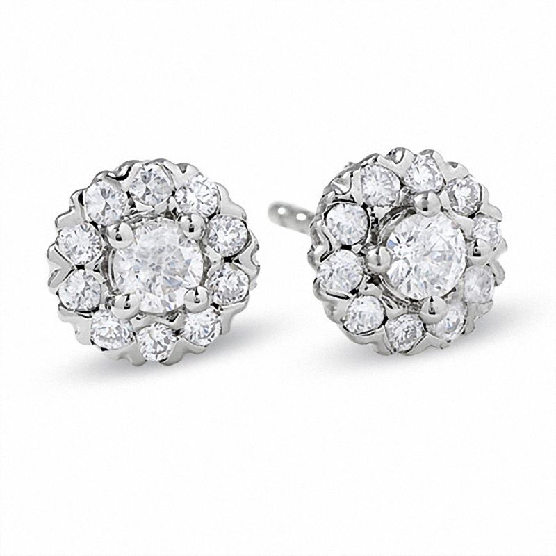 1/2 CT. T.W. Certified Colorless Diamond Plus Earrings in 18K White Gold