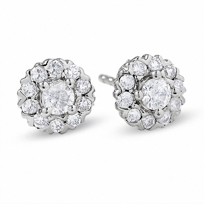 Main Image 1 of 1/2 CT. T.W. Certified Colorless Diamond Plus Earrings in 18K White Gold