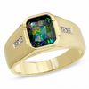 Thumbnail Image 0 of Men's Octagon Lab-Created Opal Mosaic Band in 10K Gold with Diamond Accents