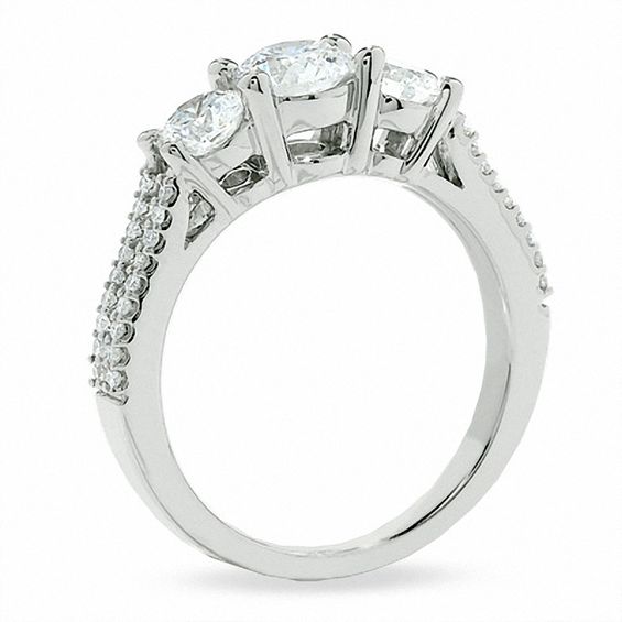 1-1/2 CT. T.w. Certified Colorless Round Diamond Three Stone Ring in 18K White Gold