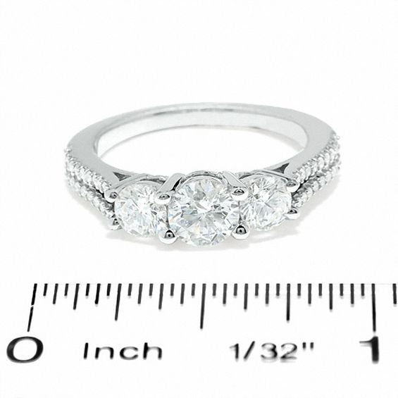 1-1/2 CT. T.w. Certified Colorless Round Diamond Three Stone Ring in 18K White Gold