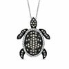Thumbnail Image 1 of 1/2 CT. T.W. Champagne and White Diamond Turtle Pendant in 10K White Gold