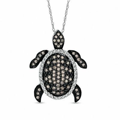 Oval Lab-Created Opal and Diamond Accent Turtle Pendant in Sterling Silver  with 14K Gold Plate | Zales