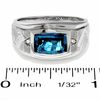 Thumbnail Image 3 of Barrel-Cut Blue Topaz and Diamond Accent Ring in 10K White Gold
