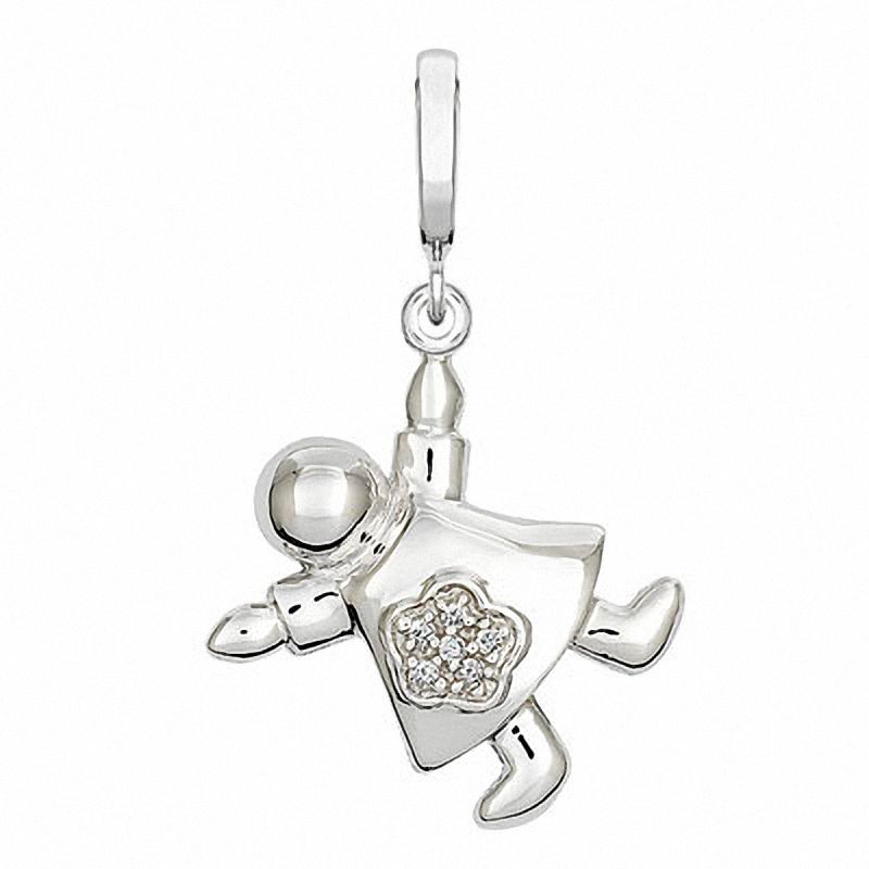 Main Image 1 of Diamond Accent Girl Charm in Sterling Silver