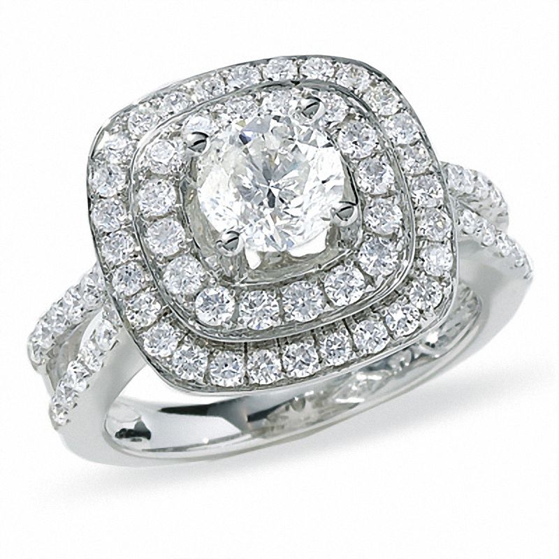 2 CT. T.W. Diamond Double Row Bridal Set in 14K White Gold